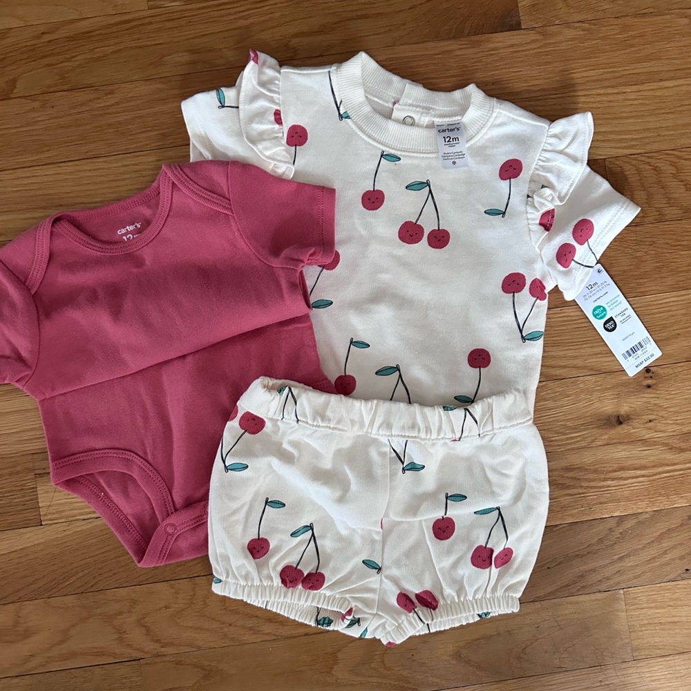 Cherry Print Baby Outfit Set